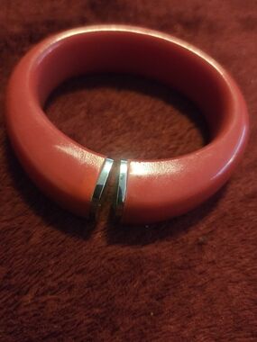 Watch Coral Red Resin Hinged Bangle Bracelet - Women Jewelry